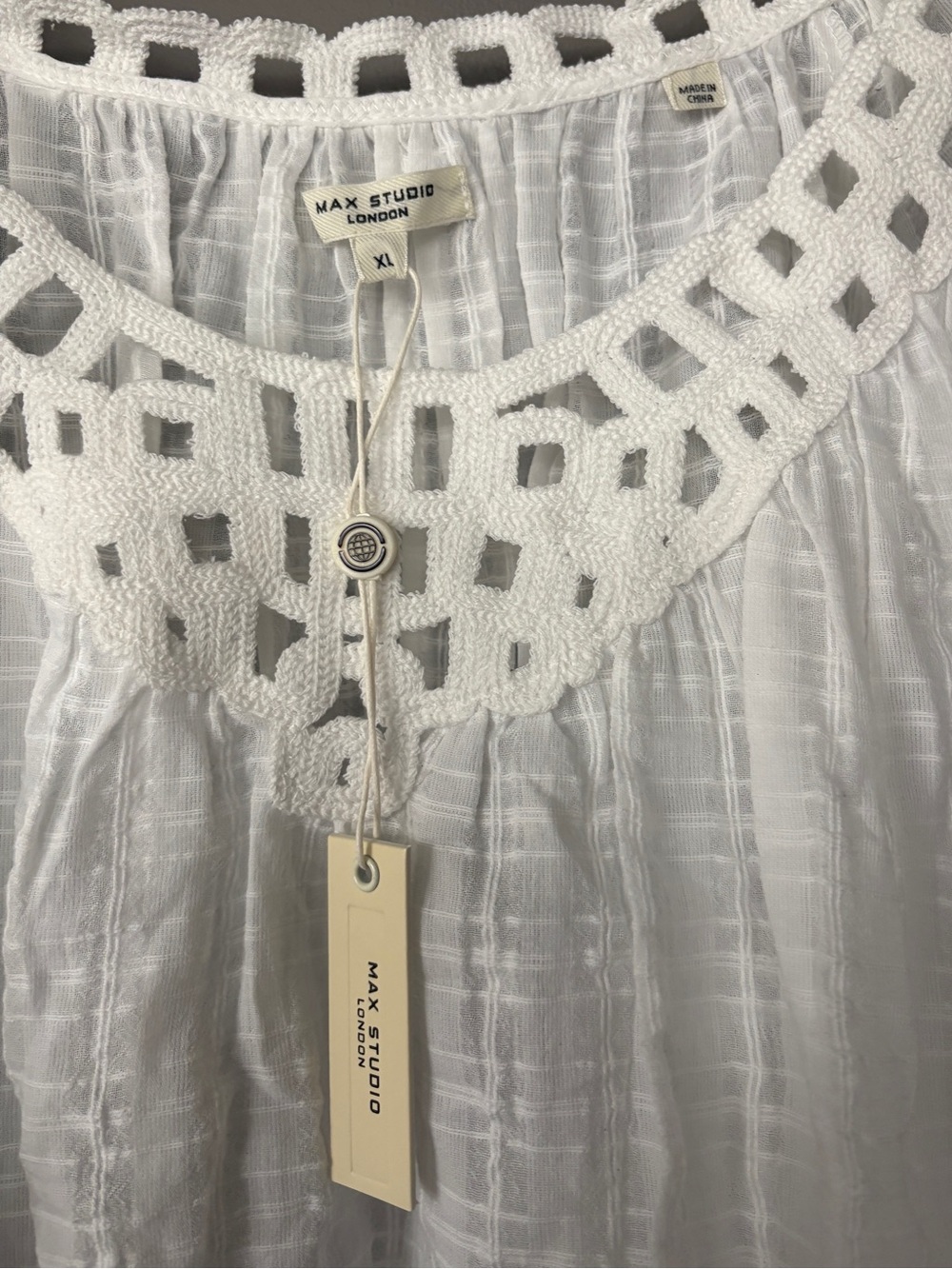 Crochet Yoke Peasant Blouse - Picture 6 of 7